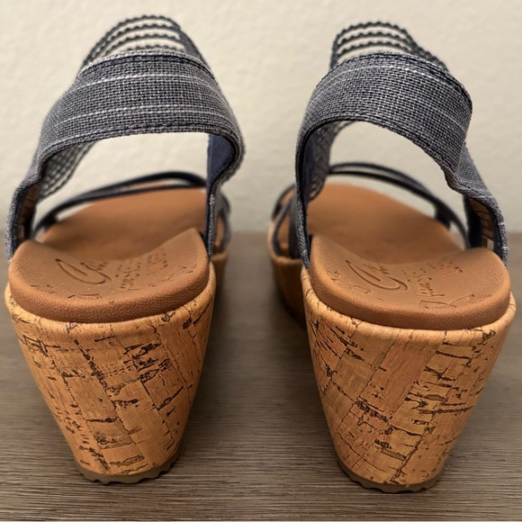 Skechers • Beverlee High Tea Wedge Sandals - Women’s Size 7, Color Navy/Denim - Picture 4 of 14